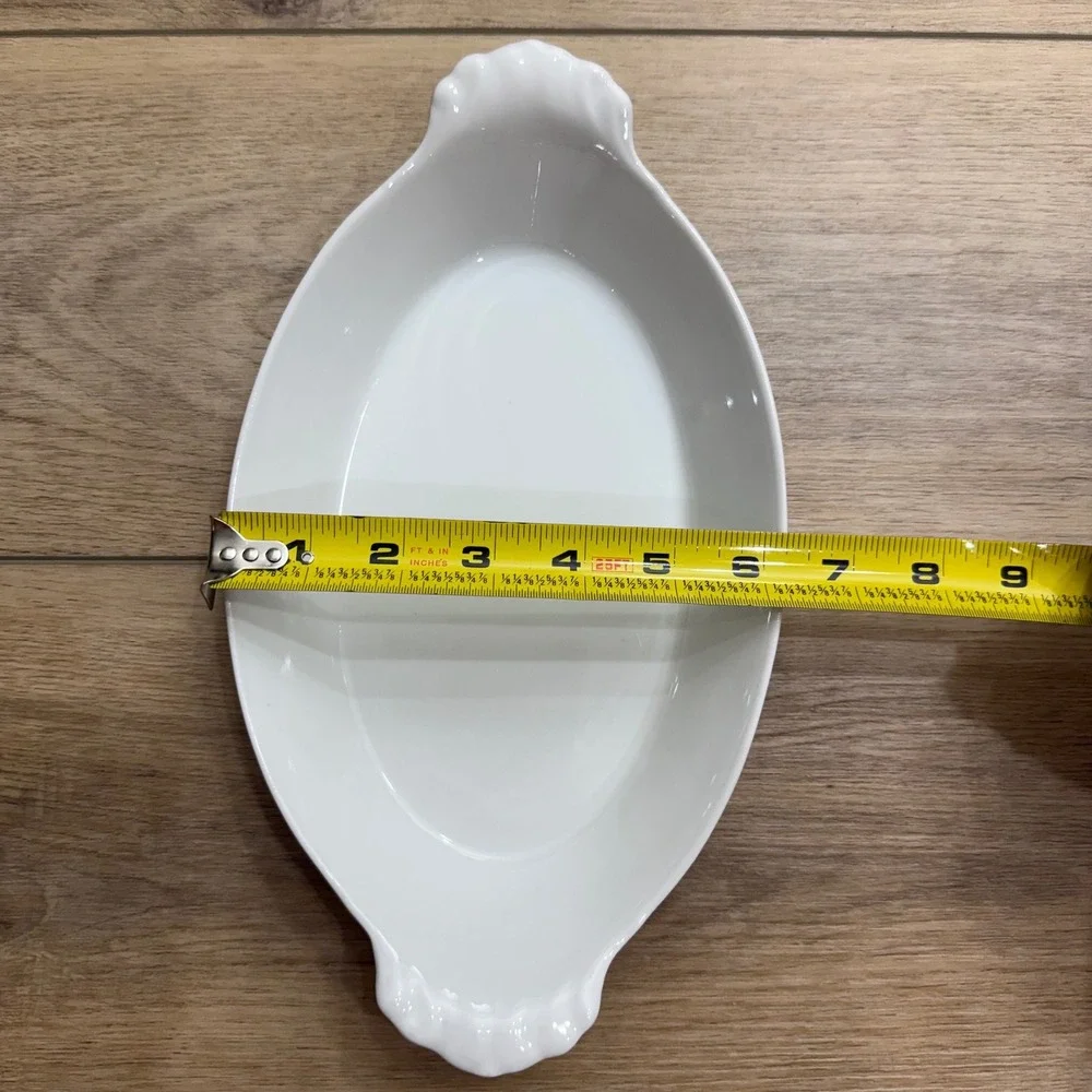Pillivuyt France Vintage White Porcelain 20oz Eared Oval Au Gratin Baker Large